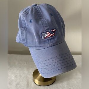 Vineyard Vines cotton adjustable hat with whale/US flag embroidered logo